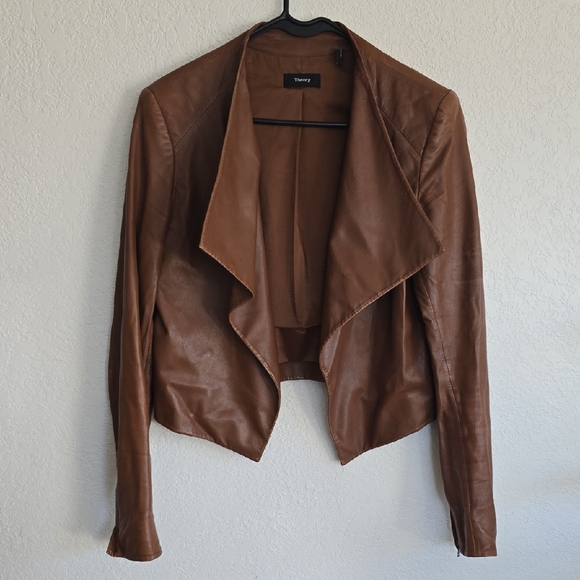 Theory Jackets & Blazers - Theory Brown Leather Jacket